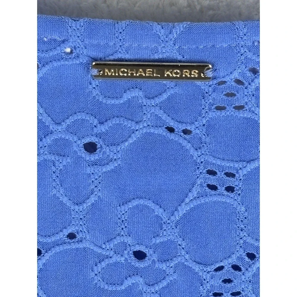 MICHAEL KORS‎ Women's Blue Floral Embroidered V-Neck Top Size M